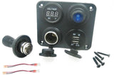 Dual USB Charger + Voltmeter +12V Socket + Switch 4 Hole Panel Marine Car Truck