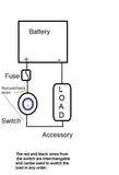 Waterproof 12 Volt Motorcycle Handlebar 7/8" to 1-1/4" On/Off Rocker Switch 60 wire - 12-vtechnology