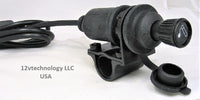 Waterproof Motorcycle 12V Cigarette Lighter Outlet, Plug & Handlebars 3/4" to 1" - 12-vtechnology