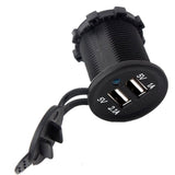 Waterproof Dual USB Charger Plug Socket Outlet 3.1 amp Panel Motorcycle w/ Wires - 12-vtechnology