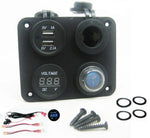 Wired 3.1 Amp USB Charger + Voltmeter +12 Volt Socket + Switch Panel Marine Outlet - 12-vtechnology