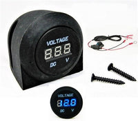 Industrial Round 12 Volt Red Voltmeter Digital Battery Monitor Panel Mount Wires - 12-vtechnology