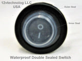 Waterproof Round Rocker Switch On/Off SPST 12V Motorcycle Handlebar 3/4" 7/8" 1" - 12-vtechnology