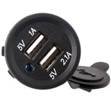 Waterproof Dual USB Charger Plug Socket Outlet 3.1 amp Panel Motorcycle w/ Wires - 12-vtechnology