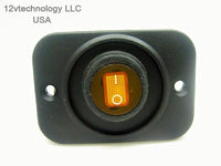 Waterproof LED Round Rocker Toggle Switch On/Off 12V Socket Dash Mount Yellow - 12-vtechnology