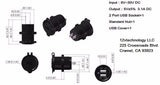 Waterproof Panel 9.2 Amp USB Charger Outlet Socket Power Switch w/ LED Wired 12v - 12-vtechnology