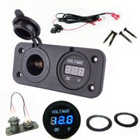 Solar Battery Socket + Voltmeter Panel Status Monitor Marine 12 Volt RV Plug Outlet - 12-vtechnology