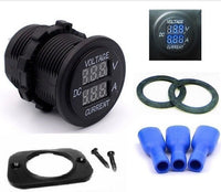 Solar 12V Blue Round LED Digital Volt Amp Meter Ammeter Current Voltmeter Marine - 12-vtechnology