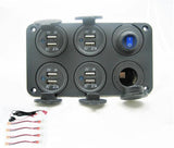 New Waterproof 12.4 Amp Dual USB Charging + Switch + w/ Wires + 12 Volt Plug Socket - 12-vtechnology