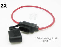 2X In-line inline Fuse Holder ATC/ ATO Automotive Waterpoof 14GA Marine Grade - 12-vtechnology