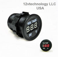 High Power Triple 4.2 Amp USB Charger + Voltmeter +12 V Socket Plug  w/Jumper - 12-vtechnology