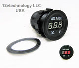 INDUSTRIAL THICK BODY RED 12-24V MOTORCYCLE LED DIGITAL VOLTMETER ROUND PANEL - 12-vtechnology