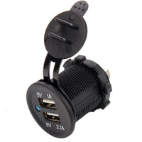 Triple USB Charger + Blue Voltmeter + 12V LED Socket Panel Marine Outlet Jumpers - 12-vtechnology