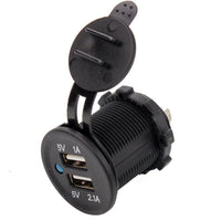 Dual Motorcycle Handlebar Mount USB Charger 3.1 A w/ Switch 12 Volt - 12-vtechnology