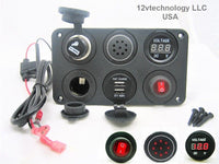 Battery 12V Voltmeter, Switch, 4.8A USB Charger, Voltage Alarm,, Plug & Socket - 12-vtechnology