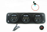 Three Battery Bank Monitor 12V Red Voltmeter RV Marine Boat House Starting - 12-vtechnology