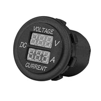 Solar 12V Blue Round LED Digital Volt Amp Meter Ammeter Current Voltmeter Marine - 12-vtechnology