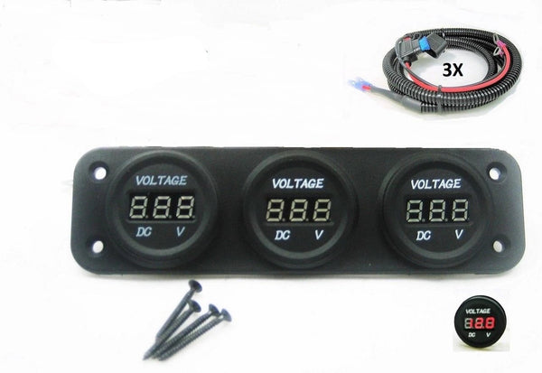 Three Battery Bank Monitor 12V Voltmeter RV Marine Boat House Starting Wires - 12-vtechnology