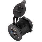 3.1 Amp USB Charger + 12V  LED Socket + Blue Switched Panel Outlet + Wires - 12-vtechnology