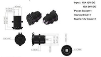 Panel 3.1 Amp USB Charger + Voltmeter +12V Socket + Switch Marine Outlet 60 inch - 12-vtechnology