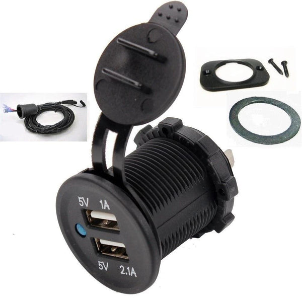 Fits Battery Tender SAE Cables Dual USB Charger Socket Plug 3.1A Dash Mount 60" - 12-vtechnology