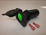 Lighted Accessory Lighter Socket Outlet 12V Marine w/ Green LED Terminal Boot - 12-vtechnology