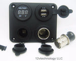 Panel High Power 4.2 A USB Charger + Voltmeter +12V Socket & Lighter Plug Dash - 12-vtechnology