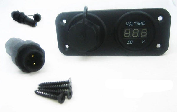 Waterproof Two 2 Pin Wire Terminal Solar Panel Connector 12V Socket Voltmeter - 12-vtechnology