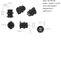 Red LED USB 9.3 Amp Output Charging Station Panel Plug Mount Marine 12V Outlet - 12-vtechnology