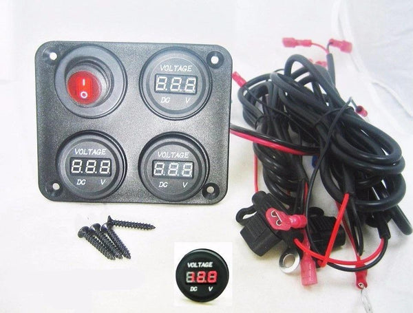 Fast Install 12V Battery Voltmeter Monitor Three Banks w/ Switch House Starting - 12-vtechnology