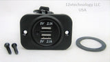 Waterproof Dual USB Charger Socket Power Plug Outlet 4.2 Amp Adapter Dash Mount - 12-vtechnology