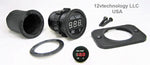 INDUSTRIAL THICK BODY RED 12-24V MOTORCYCLE LED DIGITAL VOLTMETER ROUND PANEL - 12-vtechnology