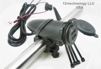 Large Handlebar USB Charger Plug Socket 12V Handlebar Motorcycles Fits Harley - 12-vtechnology