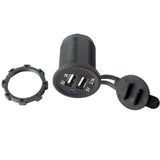 Waterproof Dual USB Charger Socket Outlet 3.1 A Panel Mount Plug Motorcycle Fuse - 12-vtechnology