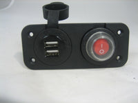 Waterproof Dual USB Charger and  Lighted Switch Marine 12 Volt Panel Dashboard - 12-vtechnology