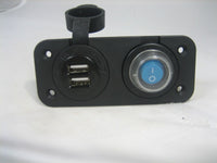 Waterproof Dual USB Charger and  Lighted Switch Marine 12 Volt Panel Dashboard - 12-vtechnology