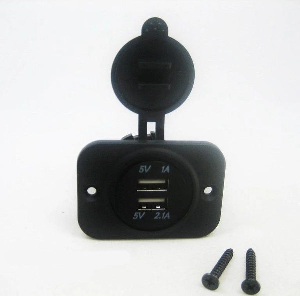 No LED Waterproof Dual USB Charger Socket 12 V Outlet Power Marine Motorcycle - 12-vtechnology