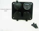 Triple Heavy Duty 20A 12V Plug High Power Voltmeter Socket Plug Outlet Panel RV - 12-vtechnology