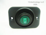 Waterproof Rocker Toggle Switch SPST Boat Socket 12v Panel Round LED Green Panel - 12-vtechnology