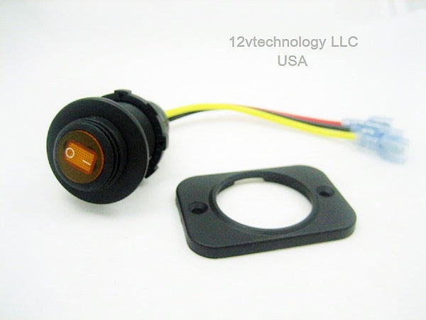 Waterproof LED Round Rocker Toggle Switch On/Off 12V Socket Dash Mount Yellow #swy1