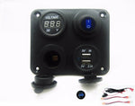 3.1 Amp USB Charger + Voltmeter +12V Socket + Switch Panel Outlet Jack Wires - 12-vtechnology