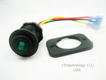 Waterproof Rocker Toggle Switch SPST Boat Socket 12v Panel Round LED Green Panel - 12-vtechnology