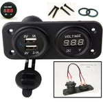 Waterproof Panel Mount USB Charger Socket 3.1 Amp + Voltmeter + Jumper Wire 12V