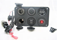 Battery 12V Voltmeter, Switch, 4.8A USB Charger, Voltage Alarm,, Plug & Socket - 12-vtechnology