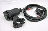 Narrow Thin Motorcycle Mount Fast USB Charge 4.8 Amps Handlebar 3/4 - 1" Harness - 12-vtechnology