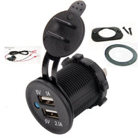 Waterproof Dual USB Charger Socket Power Plug Outlet 3.1 A Dash Mount w/ Wires. - 12-vtechnology