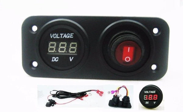 12V Battery Bank Voltmeter Monitor RV Marine House Starting Wired + Switch Red - 12-vtechnology