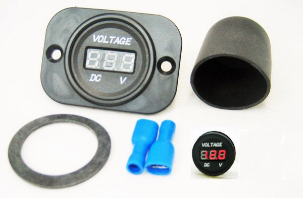 DC 12-24V MOTORCYCLE LED DIGITAL DISPLAY VOLTMETER VOLTAGE METER ROUND PANEL - 12-vtechnology