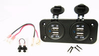 Double Dual USB 3.1 Amp Charger Panel Mount Jack Marine 12V Outlet With Wires - 12-vtechnology