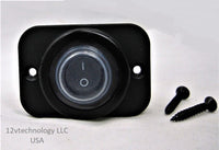 Double Sealed Waterproof Rocker 12V Toggle Switch SPST Black Socket Round IP66 - 12-vtechnology